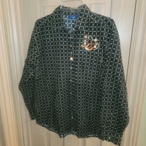 NWT Mens Sz M Pooh Disney Tigger Corduroy Shirt Olive Green